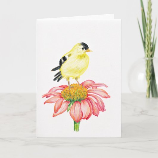 Carte de voeux Goldfinch & Coneflower (Devant)