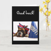 Carte de voeux Good Luck Pom-pom girl boxer (Fleur jaune)