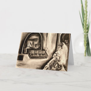 Carte de voeux GOTHIC BRIDE Charcoal Dessin BLANC