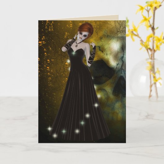 Carte de voeux gothique (Fleur jaune)