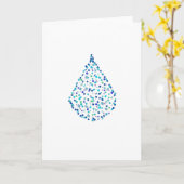 Carte de vœux goutte d'eau turquoise bleu clair (Fleur jaune)