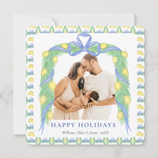 Carte de vœux Grandmillenial Lemon Blue Chinoiseri (Devant)