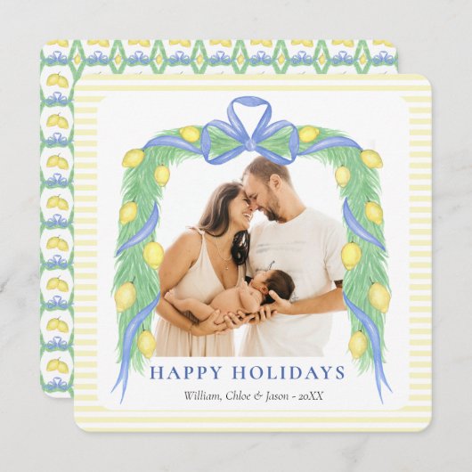 Carte de vœux Grandmillenial Lemon Blue Chinoiseri (Devant / Derrière)