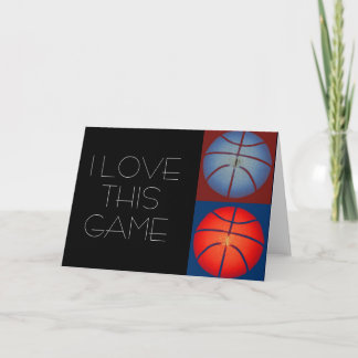 Carte de vœux graphique pop art Je t'aime basket-b