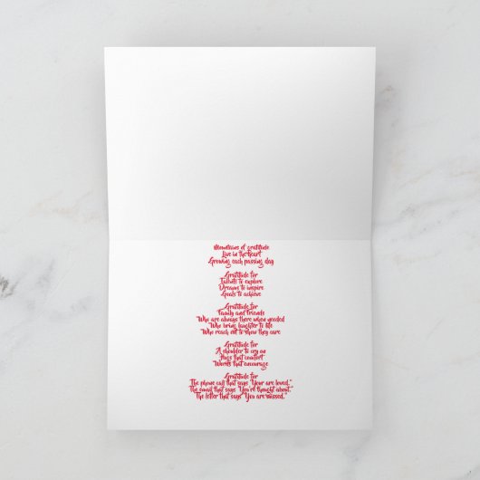 Carte de voeux Gratitude de vacances (Intérieur)