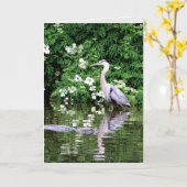 Carte de voeux Great Blue Heron et Alligator (Fleur jaune)