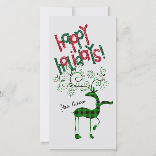 Carte de voeux Green Reindeer Flat Christmas (Devant)