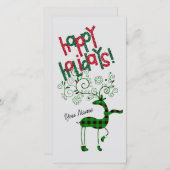 Carte de voeux Green Reindeer Flat Christmas (Devant / Derrière)