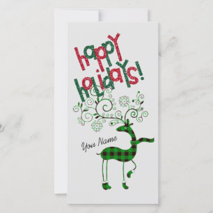 Carte de voeux Green Reindeer Flat Christmas