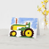 Carte de voeux Green Tractor (Fleur jaune)