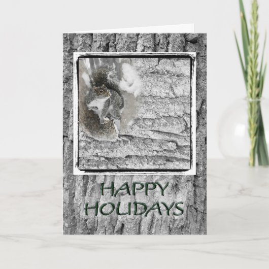 Carte de voeux Grey Squirrel Happy Holidays (Devant)