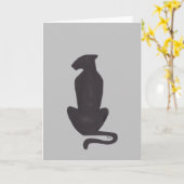 Carte de voeux grise de silhouette de chat noir (Fleur jaune)