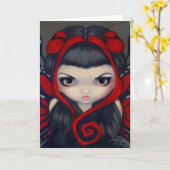 Carte de voeux "Grumpy Red Fairy" (Fleur jaune)