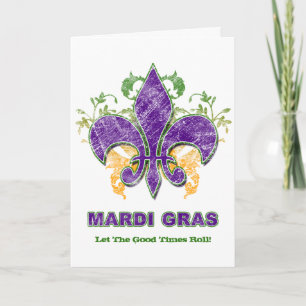Carte de voeux grunge de Fleur-De-Lis de mardi