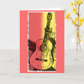 Carte de voeux guitare (Fleur jaune)