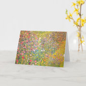 Carte de voeux Gustav Klimt aux fleurs roses (Fleur jaune)