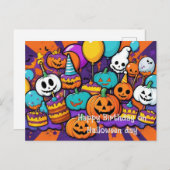 Carte de vœux Halloween & anniversaire (Devant / Derrière)