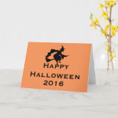 Carte de voeux Halloween avec Sorcière Volante (Fleur jaune)