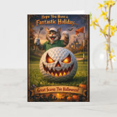 Carte de vœux Halloween chat effrayant (Fleur jaune)