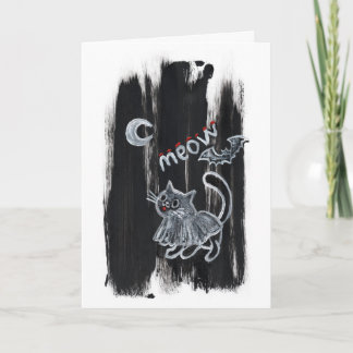 Carte de vœux Halloween Chat Fantôme Effrayant