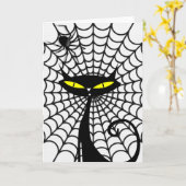 Carte de voeux Halloween/Chat noir (Fleur jaune)