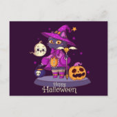 Carte de vœux Halloween Chat Noir Mignon (Devant)