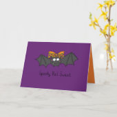 Carte de vœux Halloween - Chauve-souris effrayante (Fleur jaune)