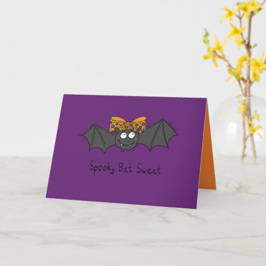 Carte de vœux Halloween - Chauve-souris effrayante (Fleur jaune)