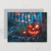 Carte de voeux Halloween citrouille déplaisant (Devant / Derrière)