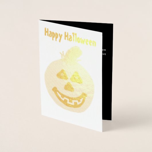 Carte de voeux Halloween Citrouille Gold Foil (Devant)