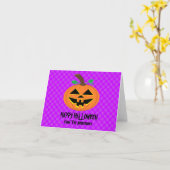 Carte de vœux Halloween citrouille joyeuse (Fleur jaune)