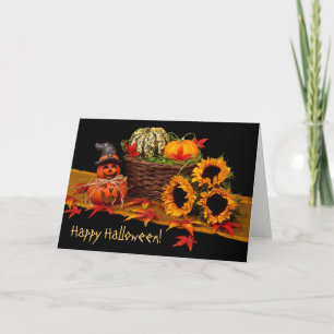 Carte de vœux Halloween Citrouille Sorcière Joyeux