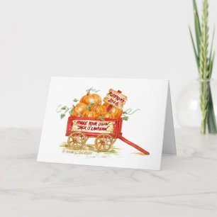 Carte de voeux Halloween Citrouille Wagon