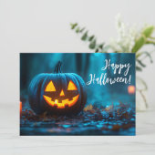 Carte de vœux Halloween Citrouilles de nuit (Debout devant)