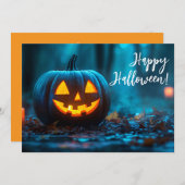 Carte de vœux Halloween Citrouilles de nuit (Devant / Derrière)