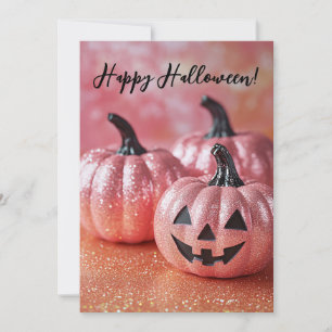 Carte de vœux Halloween Citrouilles Pailletées