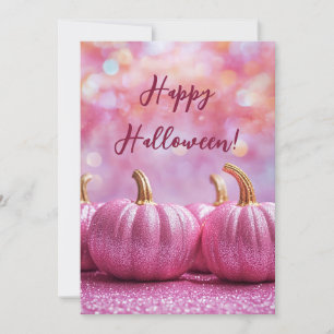 Carte de vœux Halloween Citrouilles roses