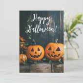 Carte de vœux Halloween citrouilles rustiques (Debout devant)