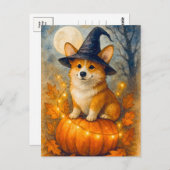 Carte de vœux Halloween Corgi Mignon Citrouille (Devant / Derrière)