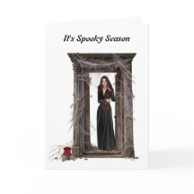 Carte de vœux Halloween Dame Araignée Effrayante