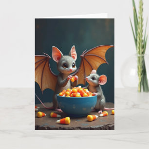 Carte de vœux Halloween de créatures ailées sucrée
