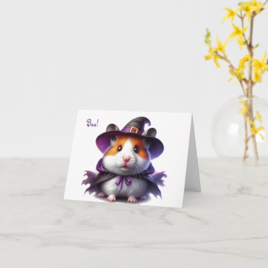 Carte de vœux Halloween de hamster mignon (Fleur jaune)