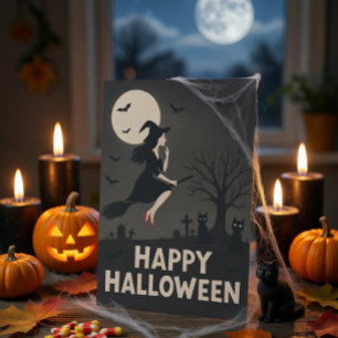 Carte de vœux Halloween de sorcière effrayante