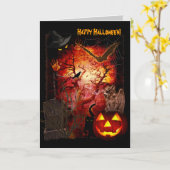 Carte de voeux Halloween effrayant (Fleur jaune)