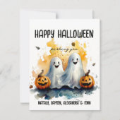 Carte de voeux Halloween familiale Fantômes et Cit (Devant)