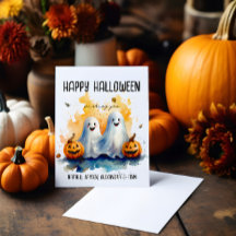 Carte de voeux Halloween familiale Fantômes et Cit