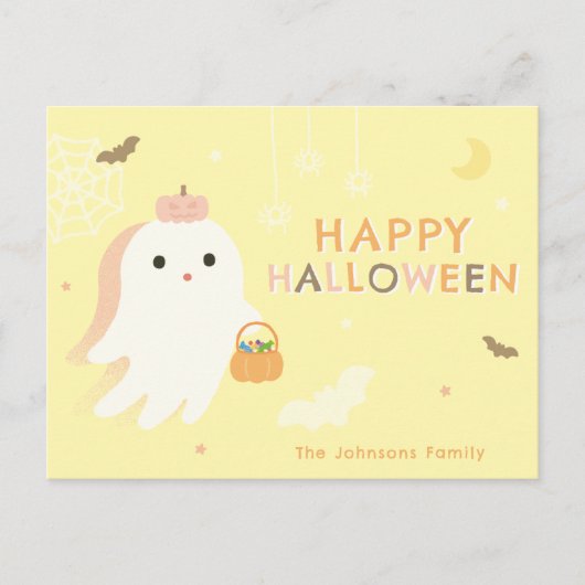 Carte de vœux Halloween fantôme mignon (Devant)
