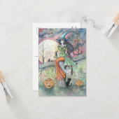 Carte de vœux Halloween Frisson d'octobre (Devant/Arrière en situation)