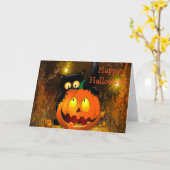 Carte de voeux Halloween/Jack-o-lantern (Fleur jaune)