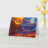 Carte de voeux Halloween/Jack-o-lantern (Fleur jaune)